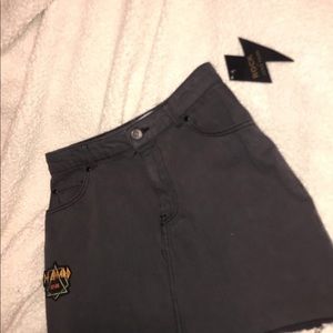 High waisted black jean skirt